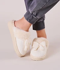 Minnetonka Bowelle Scuff Knit Faux Fur Lined Mule Slippers