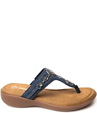 Minnetonka Brecca Denim Ornament Thong Sandals