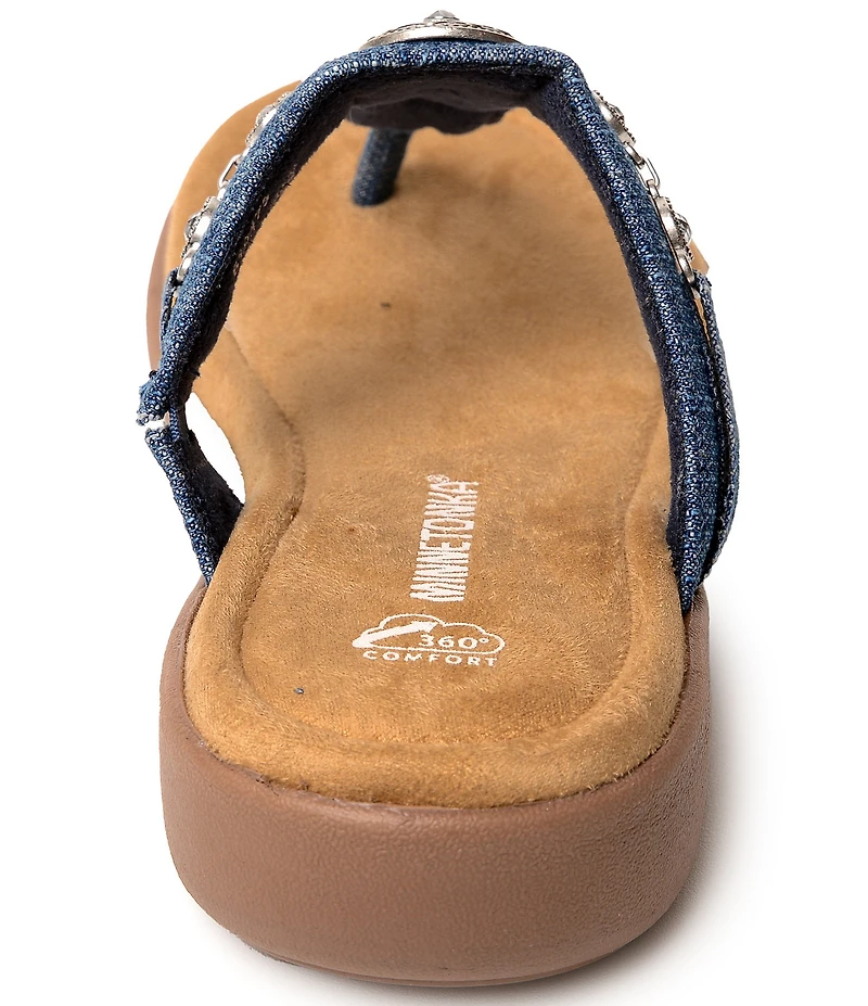 Minnetonka Brecca Denim Ornament Thong Sandals
