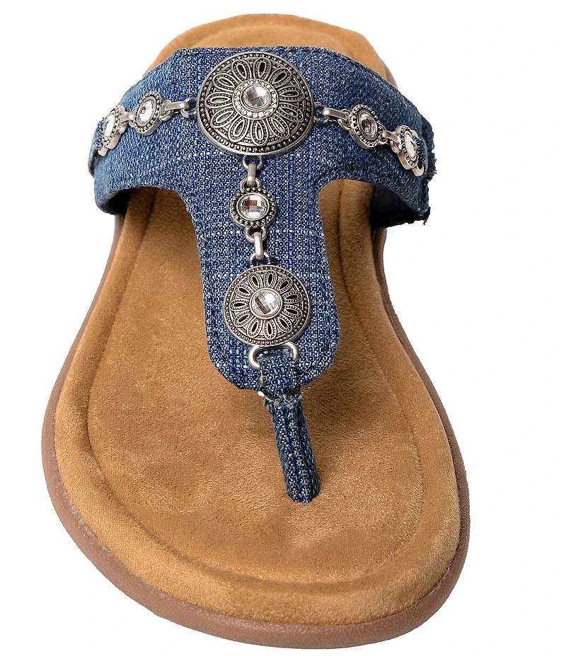 Minnetonka Brecca Denim Ornament Thong Sandals