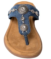 Minnetonka Brecca Denim Ornament Thong Sandals