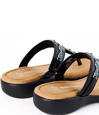 Minnetonka Brecca Leather Turquoise Ornament Thong Sandals