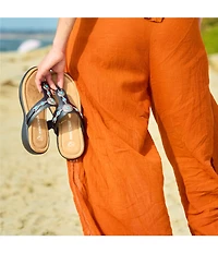 Minnetonka Brecca Leather Turquoise Ornament Thong Sandals