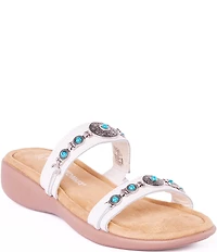 Minnetonka Brenn Leather Turquoise Ornament Thong Sandals