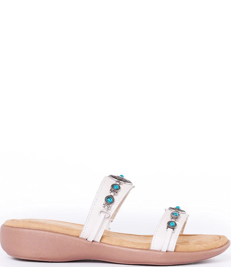 Minnetonka Brenn Leather Turquoise Ornament Thong Sandals