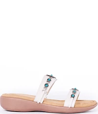 Minnetonka Brenn Leather Turquoise Ornament Thong Sandals