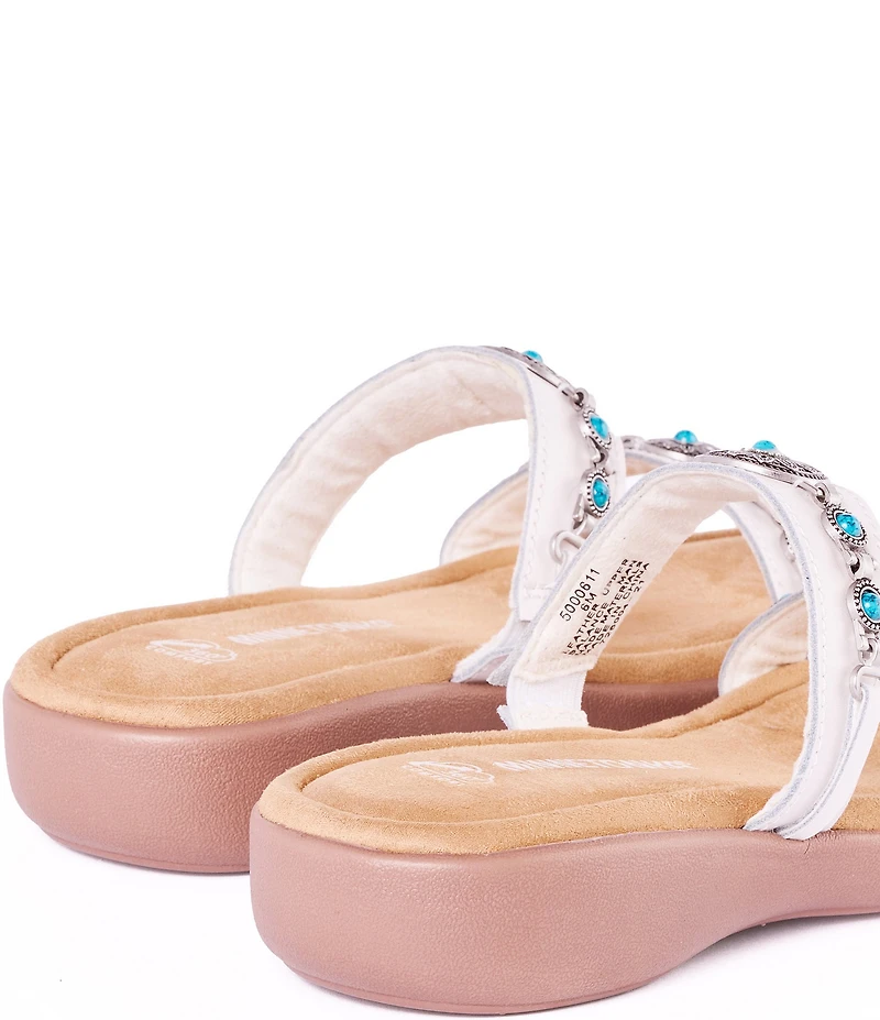 Minnetonka Brenn Leather Turquoise Ornament Thong Sandals