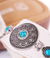 Minnetonka Brenn Leather Turquoise Ornament Thong Sandals