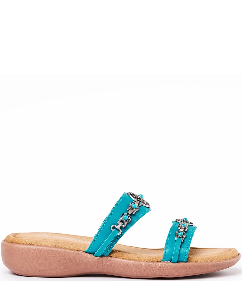 Minnetonka Brenn Leather Turquoise Ornament Thong Sandals