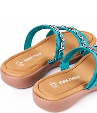 Minnetonka Brenn Leather Turquoise Ornament Thong Sandals