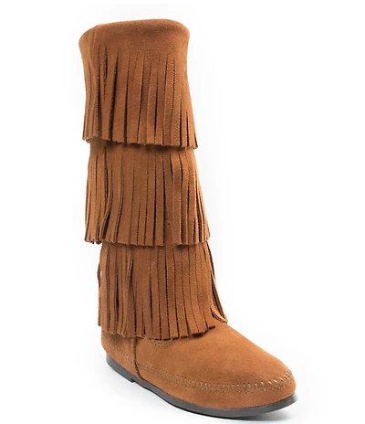 Minnetonka Women's Calf Hi 3-Layer Fringe Boots