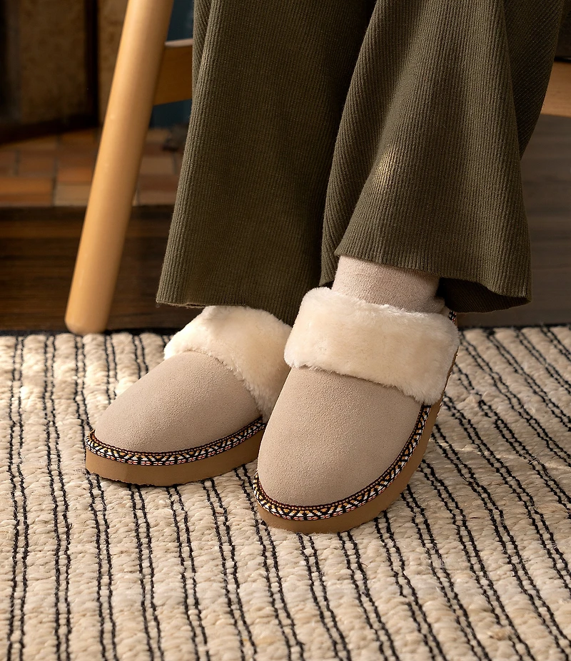 Minnetonka Cerise Suede Pile Lined Slippers