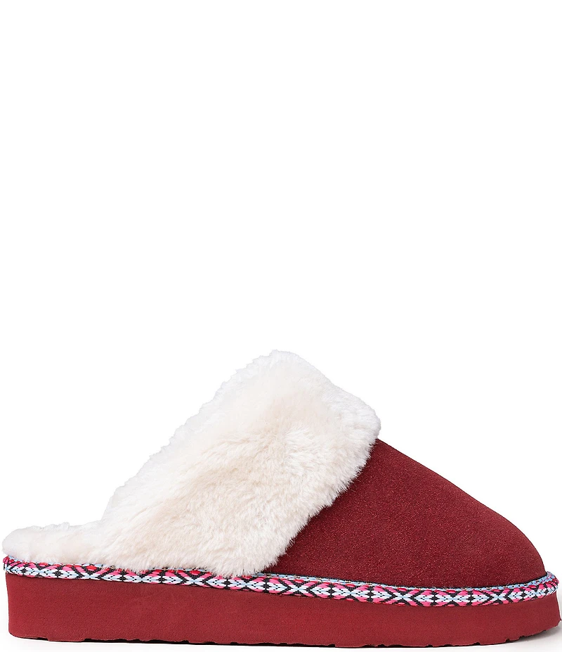 Minnetonka Cerise Suede Pile Lined Slippers