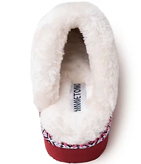 Minnetonka Cerise Suede Pile Lined Slippers