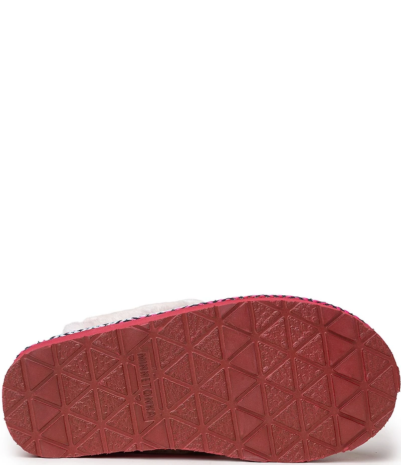 Minnetonka Cerise Suede Pile Lined Slippers