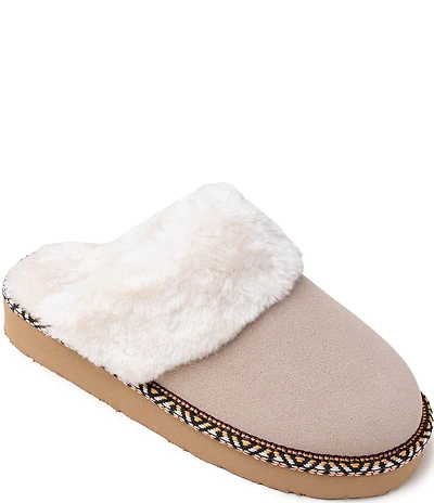 Minnetonka Cerise Suede Pile Lined Slippers