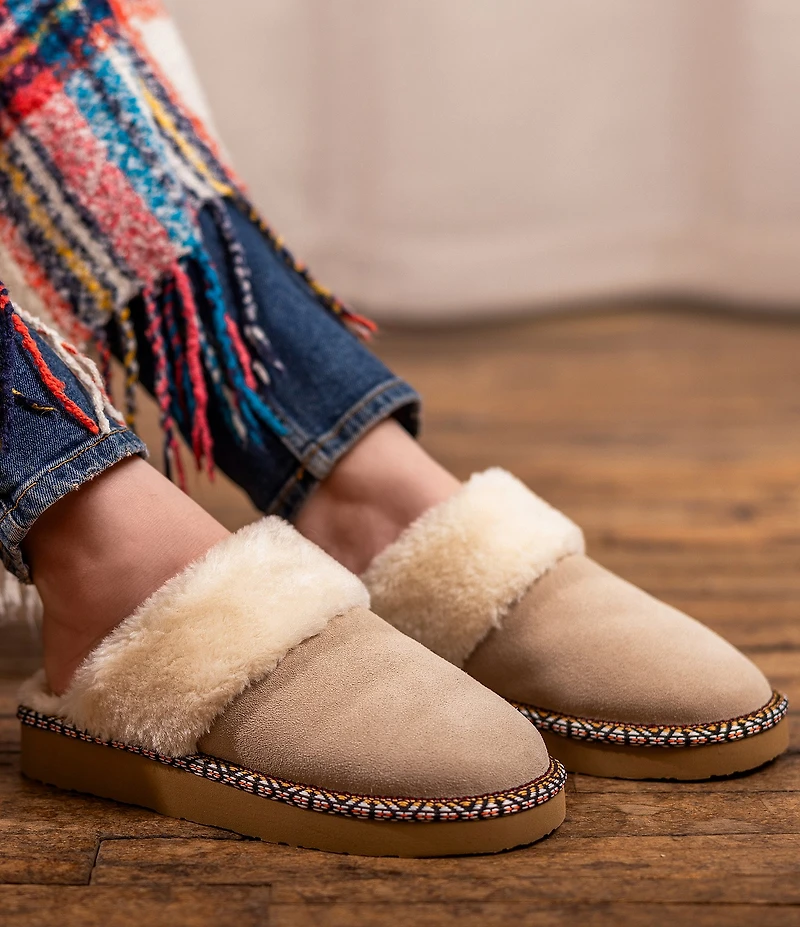 Minnetonka Cerise Suede Pile Lined Slippers