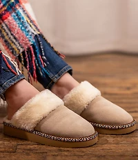 Minnetonka Cerise Suede Pile Lined Slippers