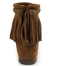 Minnetonka Concho Suede Fringe Braid Ornamented Boots