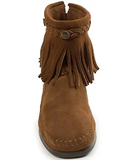 Minnetonka Concho Suede Fringe Braid Ornamented Boots