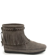 Minnetonka Concho Suede Fringe Braid Ornamented Boots