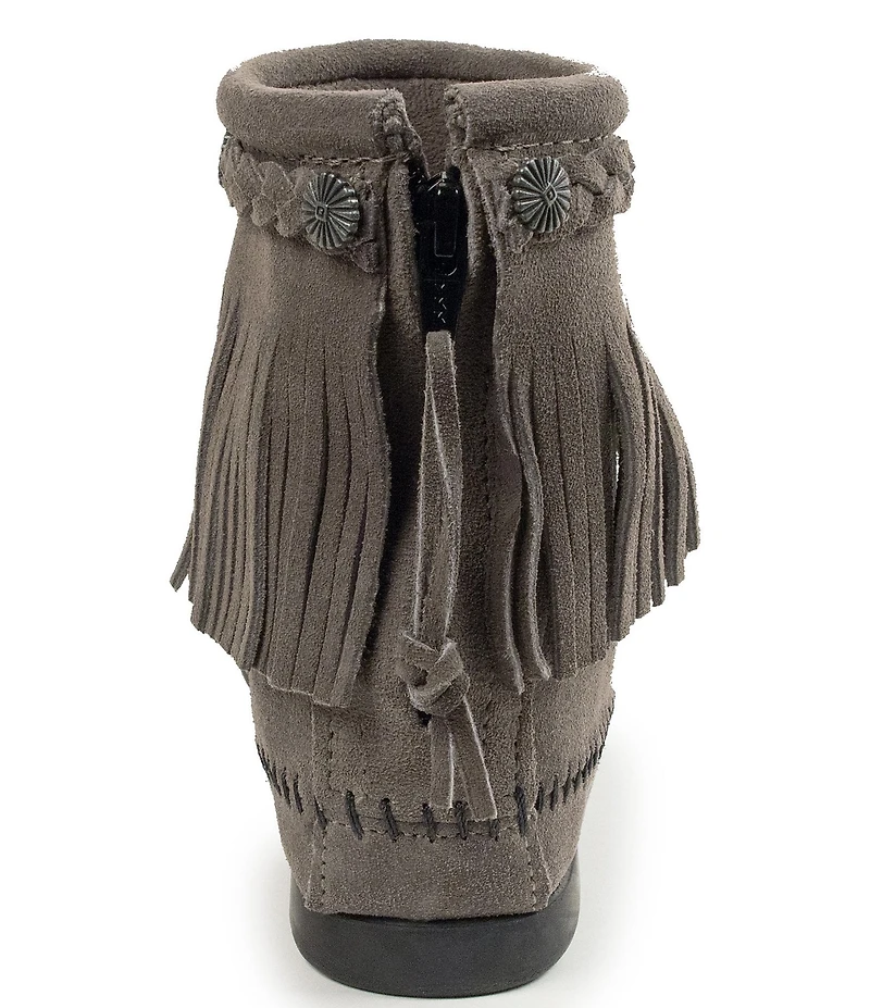Minnetonka Concho Suede Fringe Braid Ornamented Boots