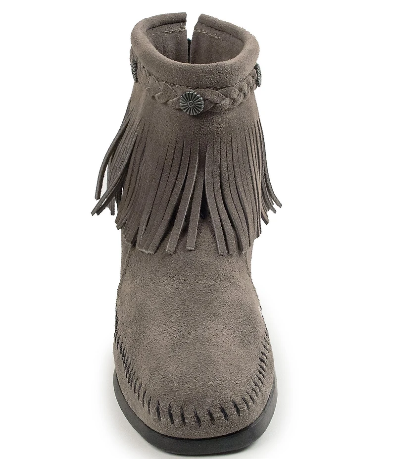 Minnetonka Concho Suede Fringe Braid Ornamented Boots