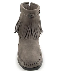 Minnetonka Concho Suede Fringe Braid Ornamented Boots