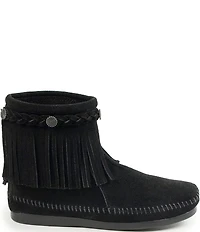 Minnetonka Concho Suede Fringe Braid Ornamented Boots
