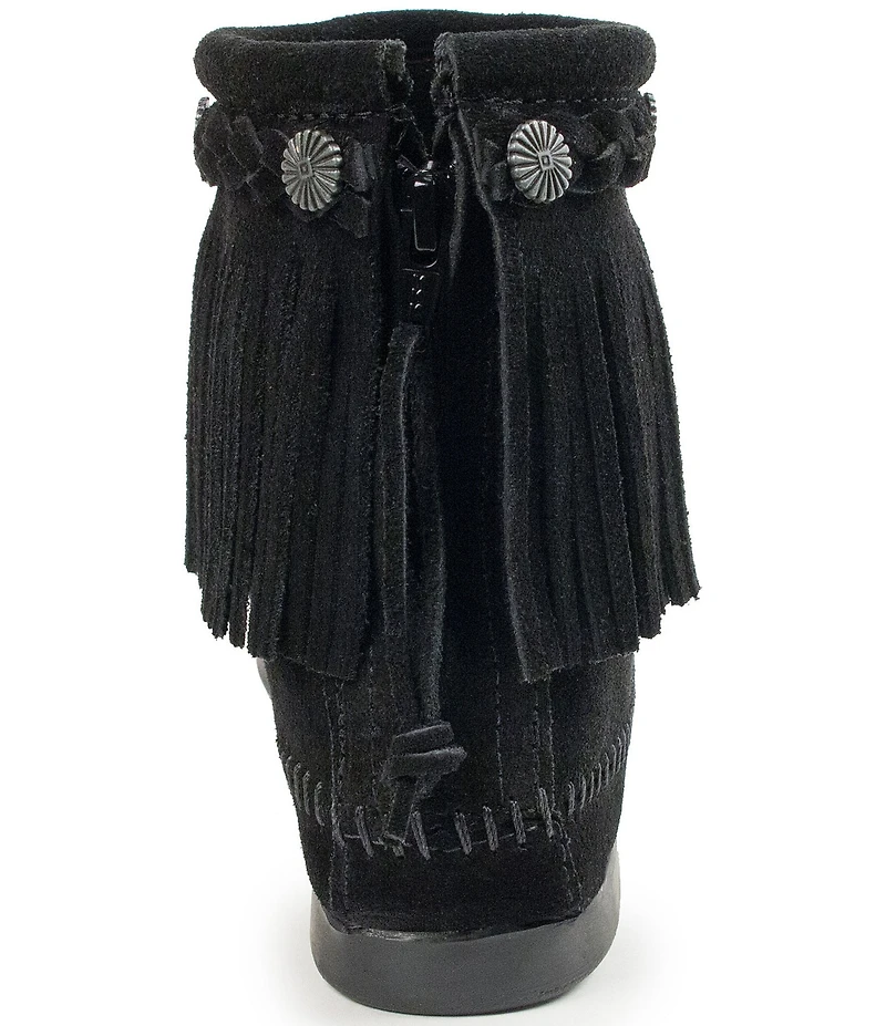 Minnetonka Concho Suede Fringe Braid Ornamented Boots