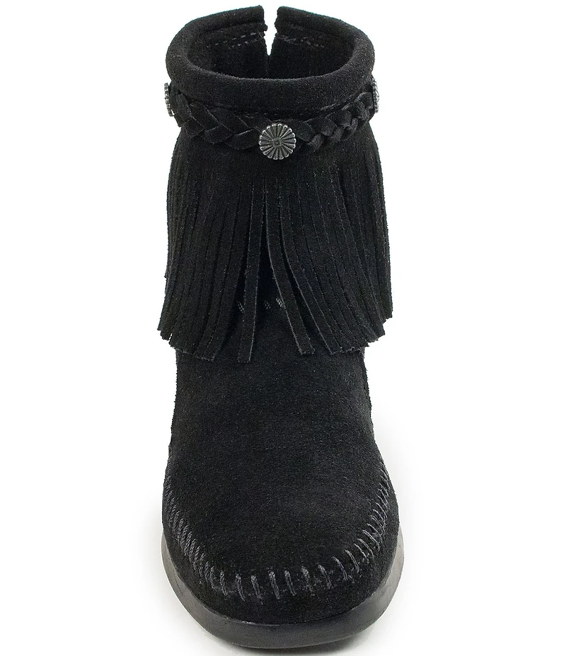 Minnetonka Concho Suede Fringe Braid Ornamented Boots