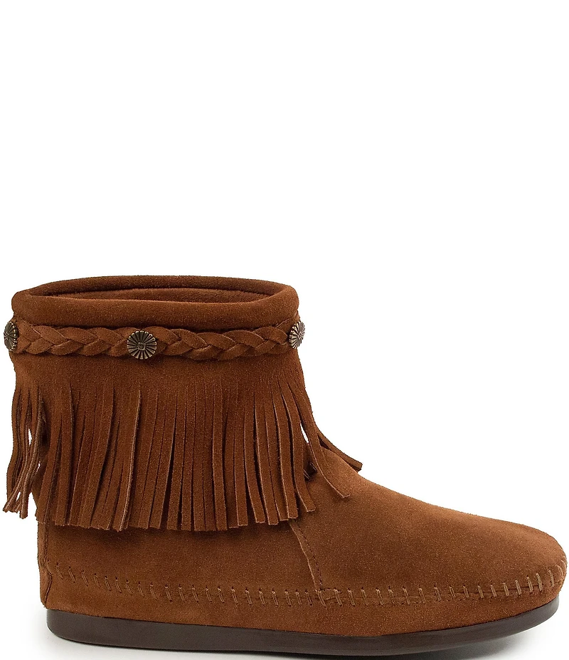 Minnetonka Concho Suede Fringe Braid Ornamented Boots