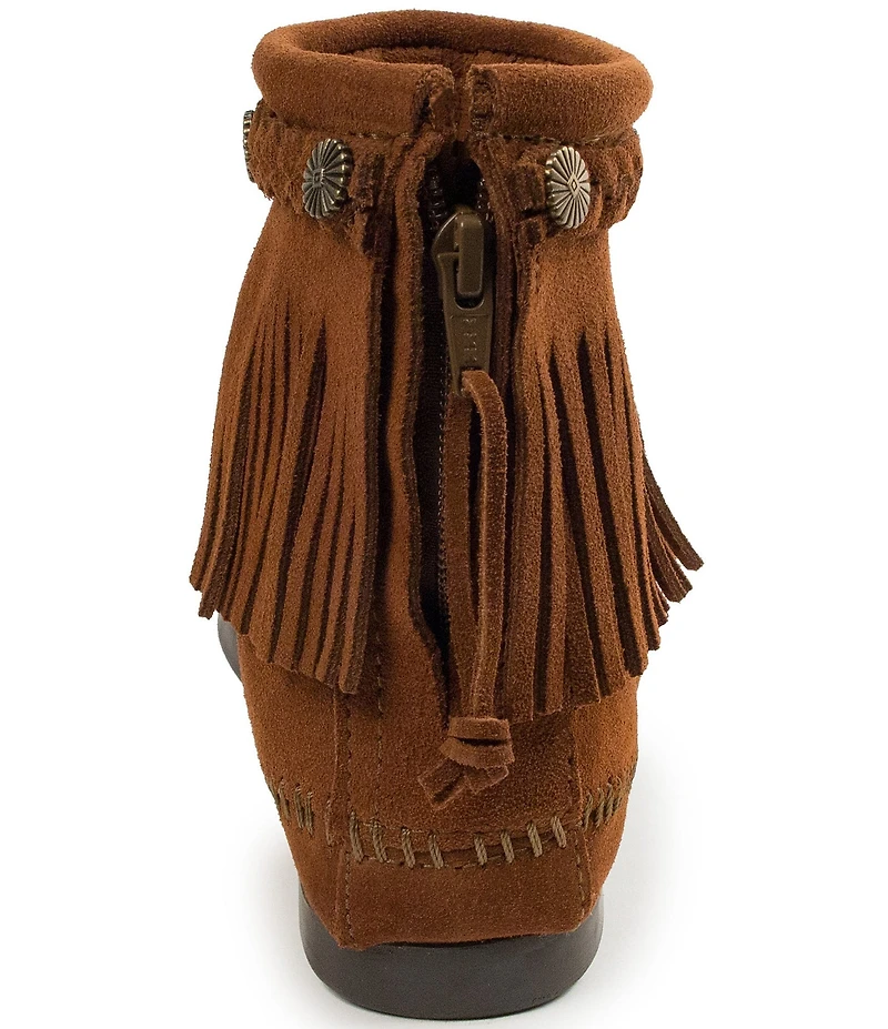 Minnetonka Concho Suede Fringe Braid Ornamented Boots