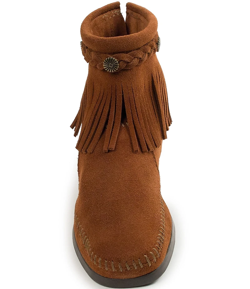 Minnetonka Concho Suede Fringe Braid Ornamented Boots