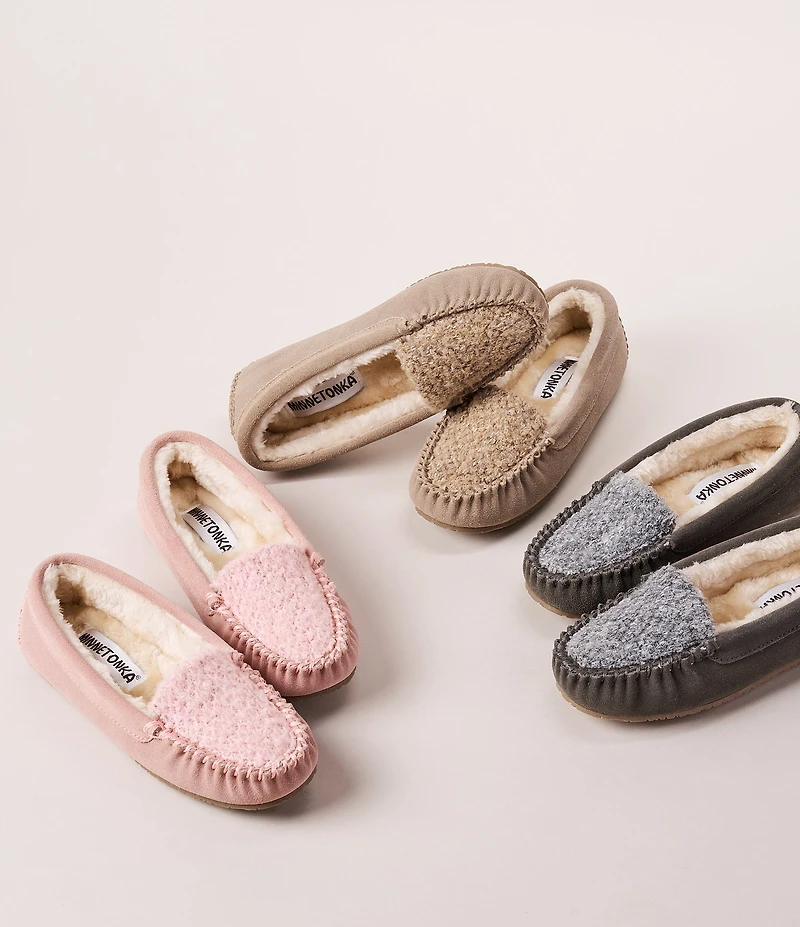 Minnetonka Cosi Slip On Suede Faux Fur Slippers