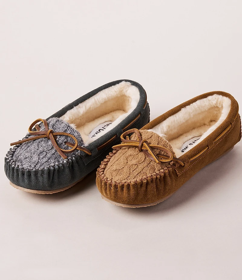 Minnetonka Cosi Sweater Suede Faux Fur Lined Slippers