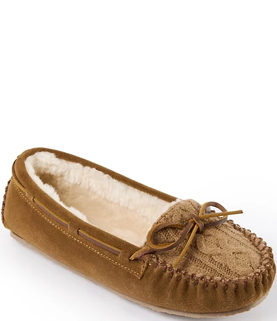 Minnetonka Cosi Sweater Suede Faux Fur Lined Slippers
