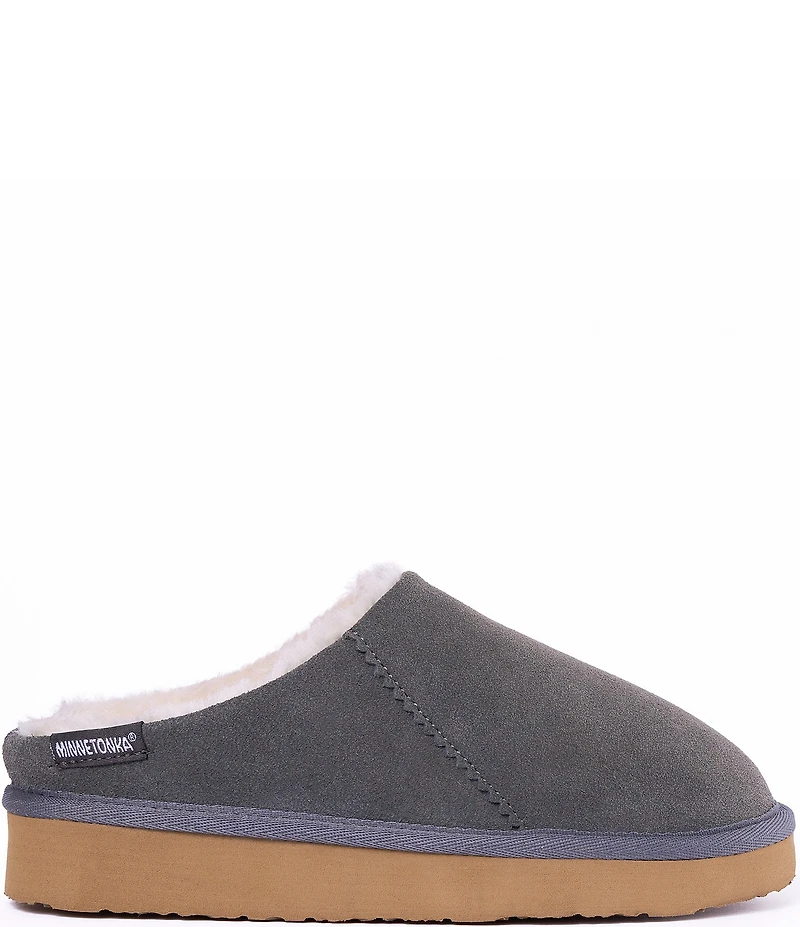 Minnetonka Coze Around Clog Suede Faux Fur Lined Slippers