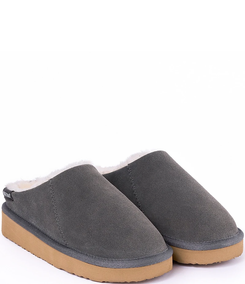 Minnetonka Coze Around Clog Suede Faux Fur Lined Slippers