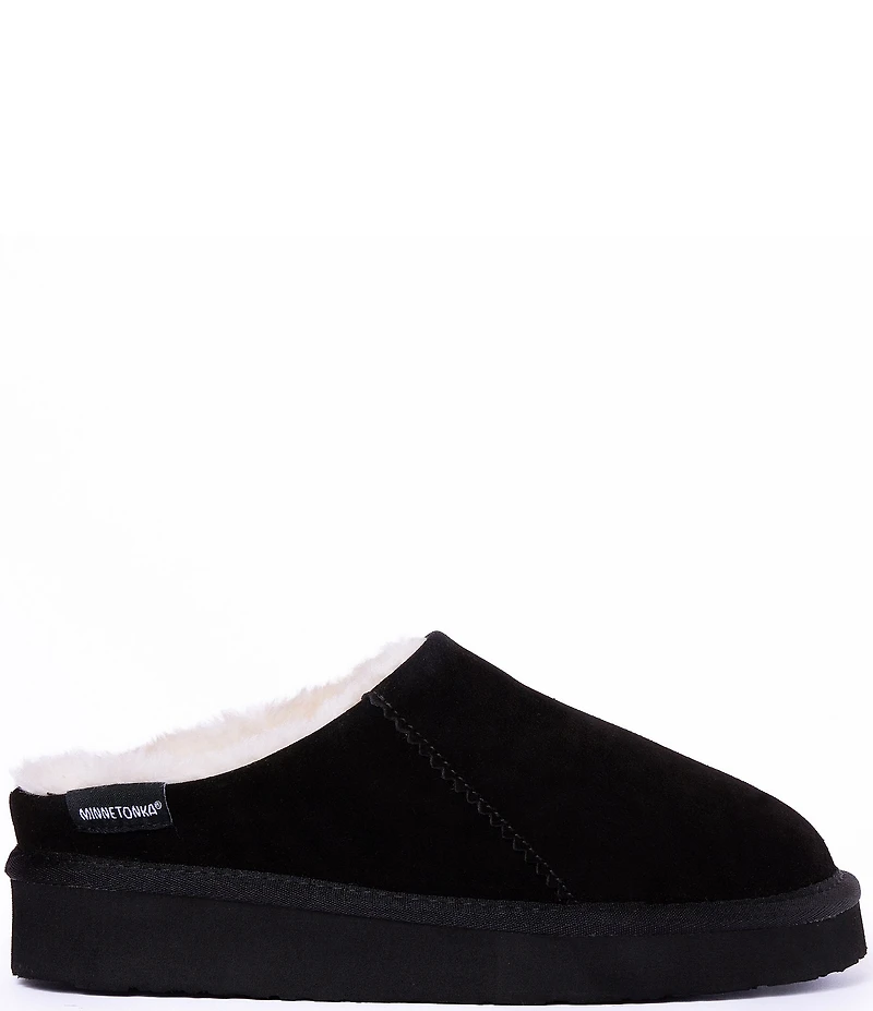 Minnetonka Coze Around Clog Suede Faux Fur Lined Slippers