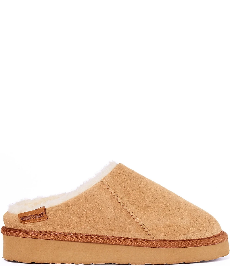 Minnetonka Coze Around Clog Suede Faux Fur Lined Slippers