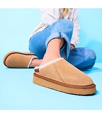 Minnetonka Coze Around Clog Suede Faux Fur Lined Slippers