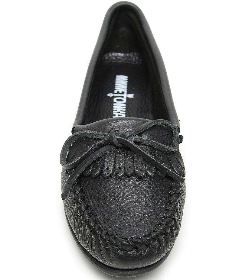 Minnetonka Deerskin Kilty Bow Detail Moccasins