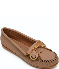 Minnetonka Deerskin Kilty Bow Detail Moccasins