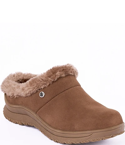 Minnetonka Emerson Suede Water Resistant Pile Lined Mules