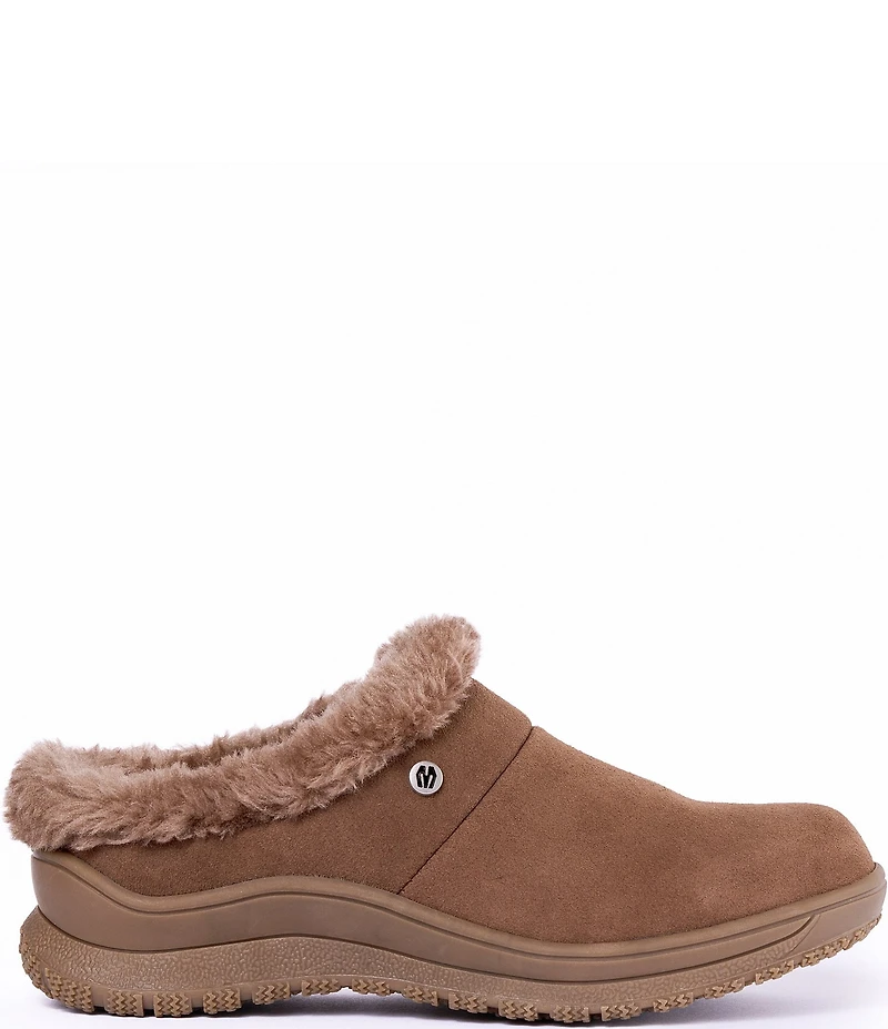 Minnetonka Emerson Suede Water Resistant Pile Lined Mules