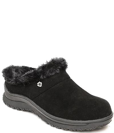 Minnetonka Emerson Suede Water Resistant Pile Lined Mules