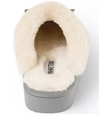 Minnetonka Flurry Cable Knit Bow Faux Fur Lined Scuffs