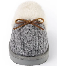 Minnetonka Flurry Cable Knit Bow Faux Fur Lined Scuffs