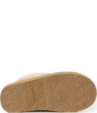 Minnetonka Flurry Cable Knit Bow Faux Fur Lined Scuffs